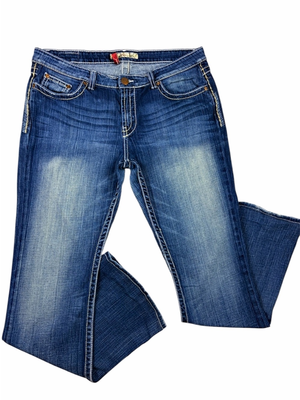 Women’s BKE Buckle Dark Wash Bootcut Flare Embroidered Stretch Jeans (34x35.5)